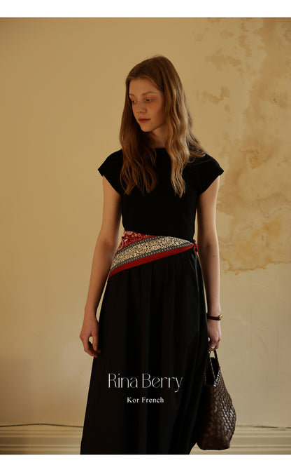 Cap-Sleeve Plain Maxi Dress