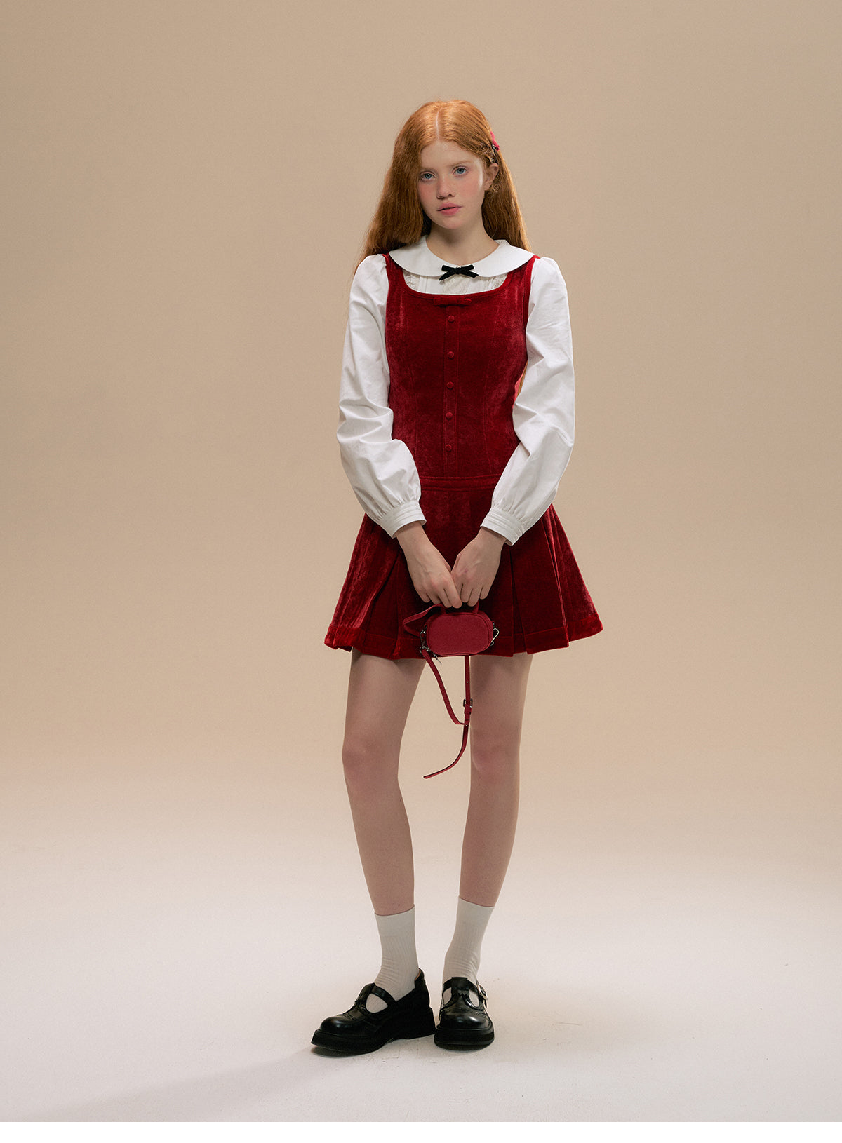 Sleeveless Velvet Pleated Mini Dress
