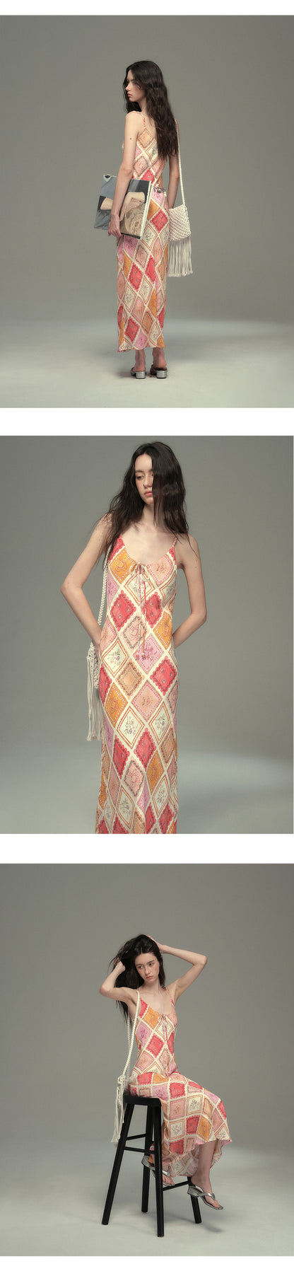 Boho Floral Slip Dress With Convertible Halter Strap