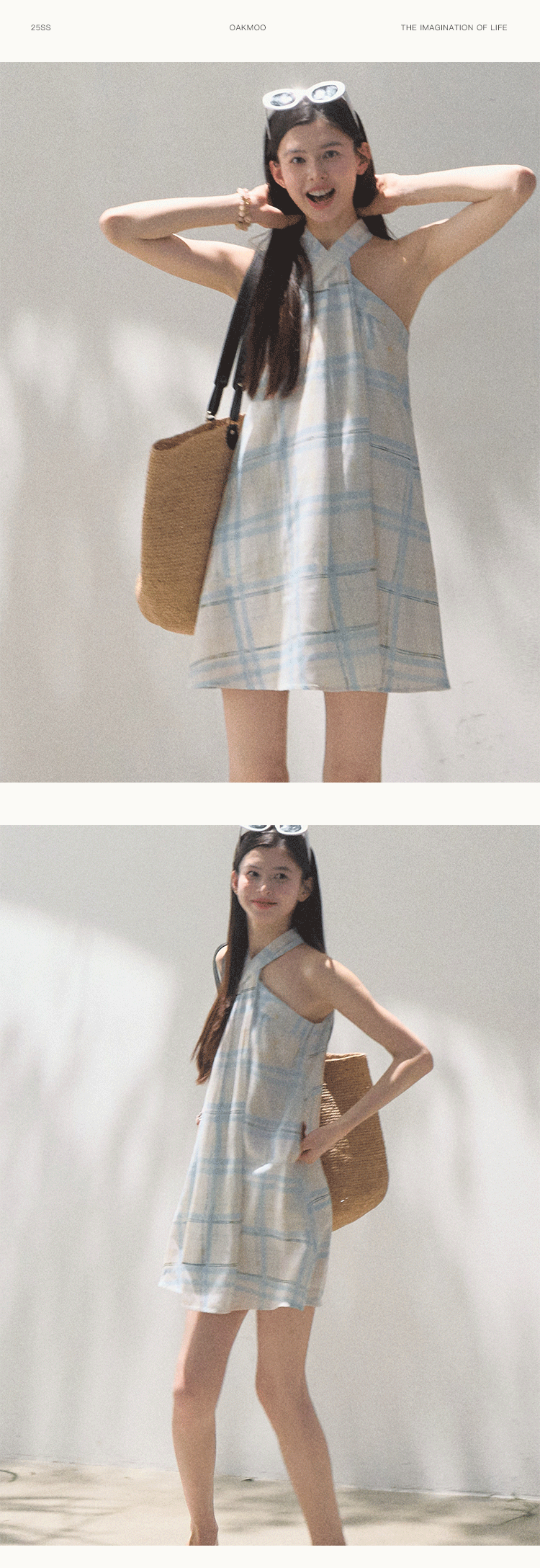 Halter Neck Plaid Dress In 2 Fabric Variations