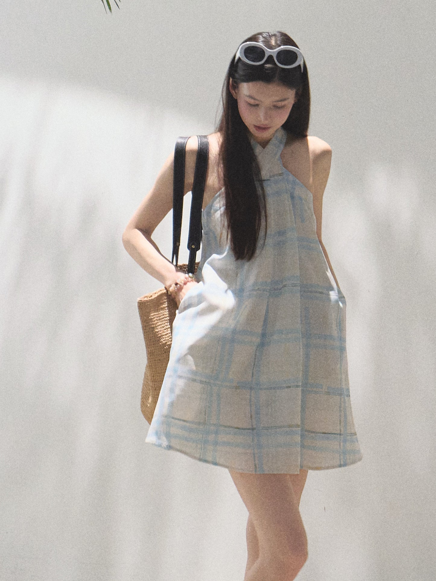 Halter Neck Plaid Dress In 2 Fabric Variations