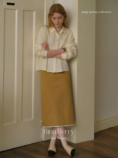 Classic Crisp Collared Cotton Shirt With Curved Hem