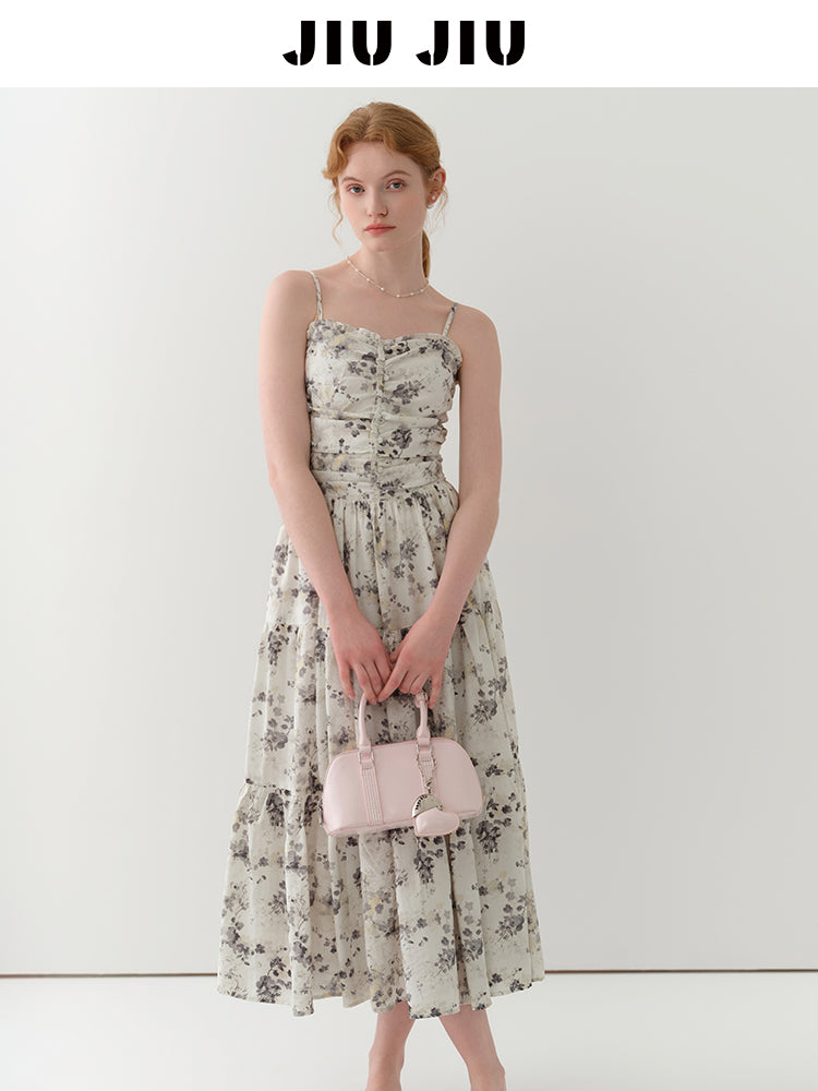 Floral Ruched Cami Dress