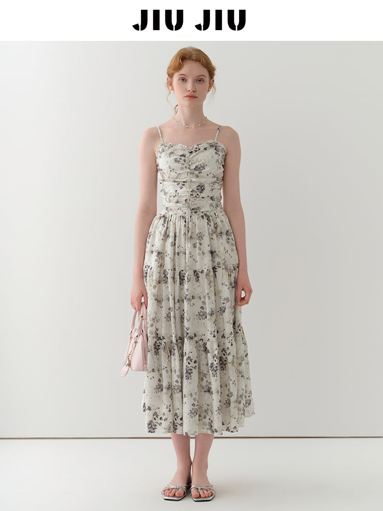 Floral Ruched Cami Dress