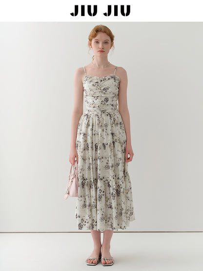 Floral Ruched Cami Dress