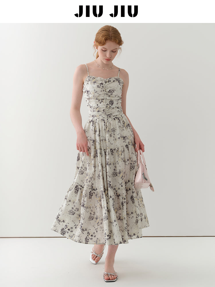 Floral Ruched Cami Dress