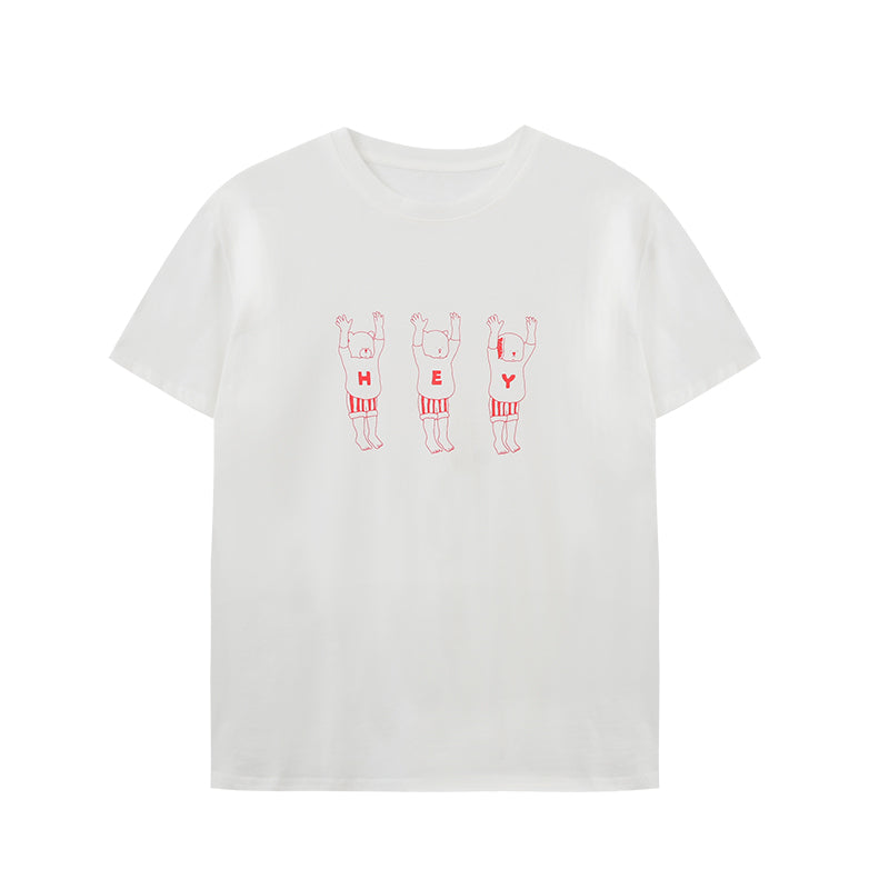 Line Art Cotton Print T-Shirt