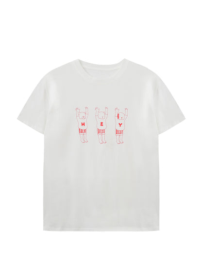 Line Art Cotton Print T-Shirt