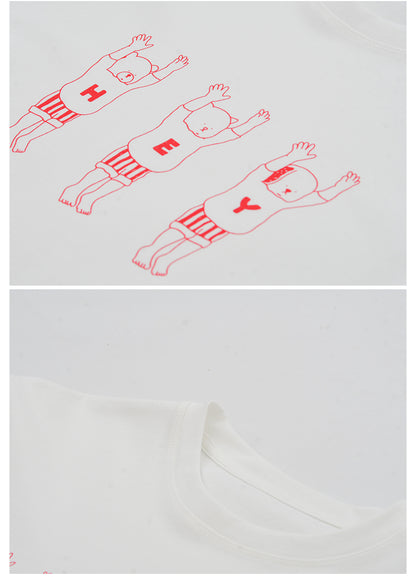 Line Art Cotton Print T-Shirt