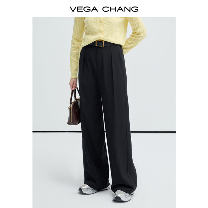 High Waist Pintuck Straight-Leg Trousers