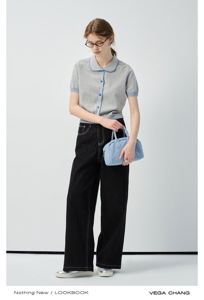 Straight-Leg Jeans With Contrast Stitching