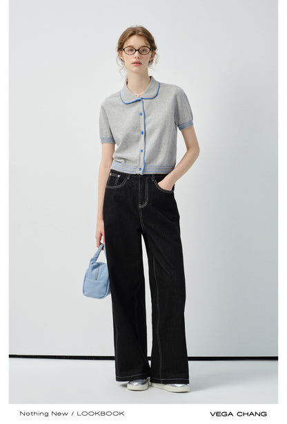 Straight-Leg Jeans With Contrast Stitching