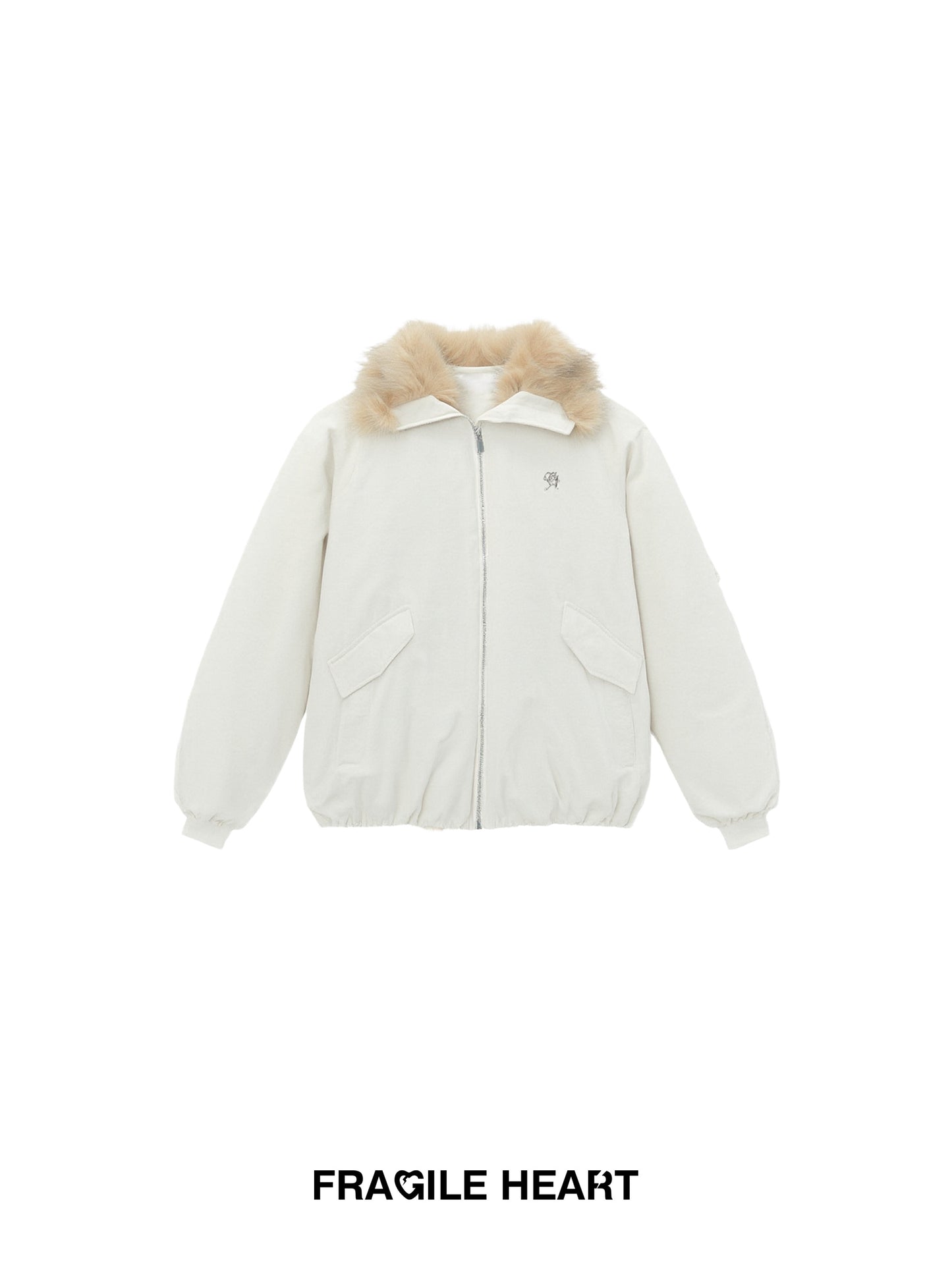 White Duck Down Puffer Jacket (90%) With Faux Fur Collar