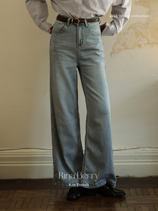 High-Rise Washed Straight Jeans