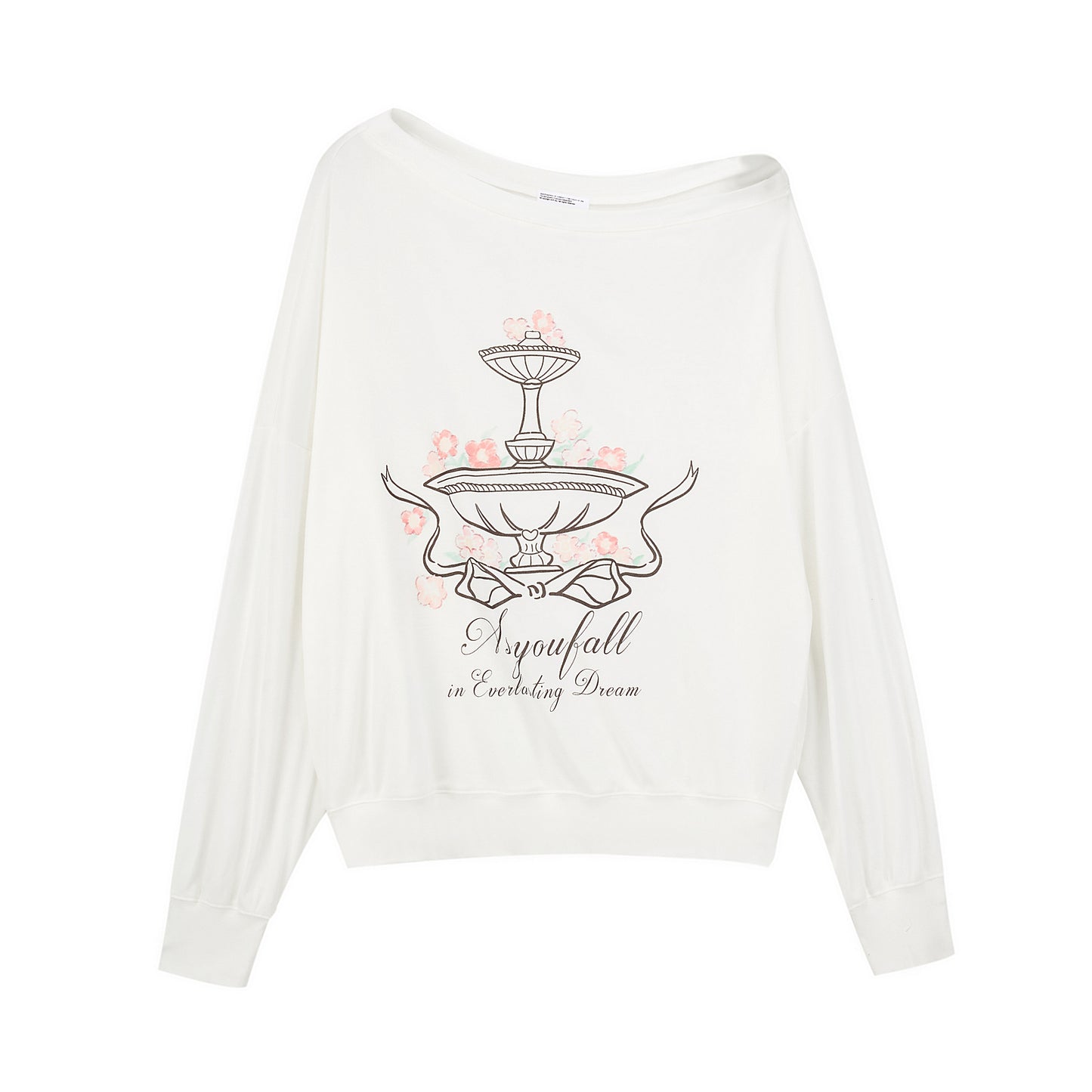 Printed Off-Shoulder Relaxed Fit T-Shirt