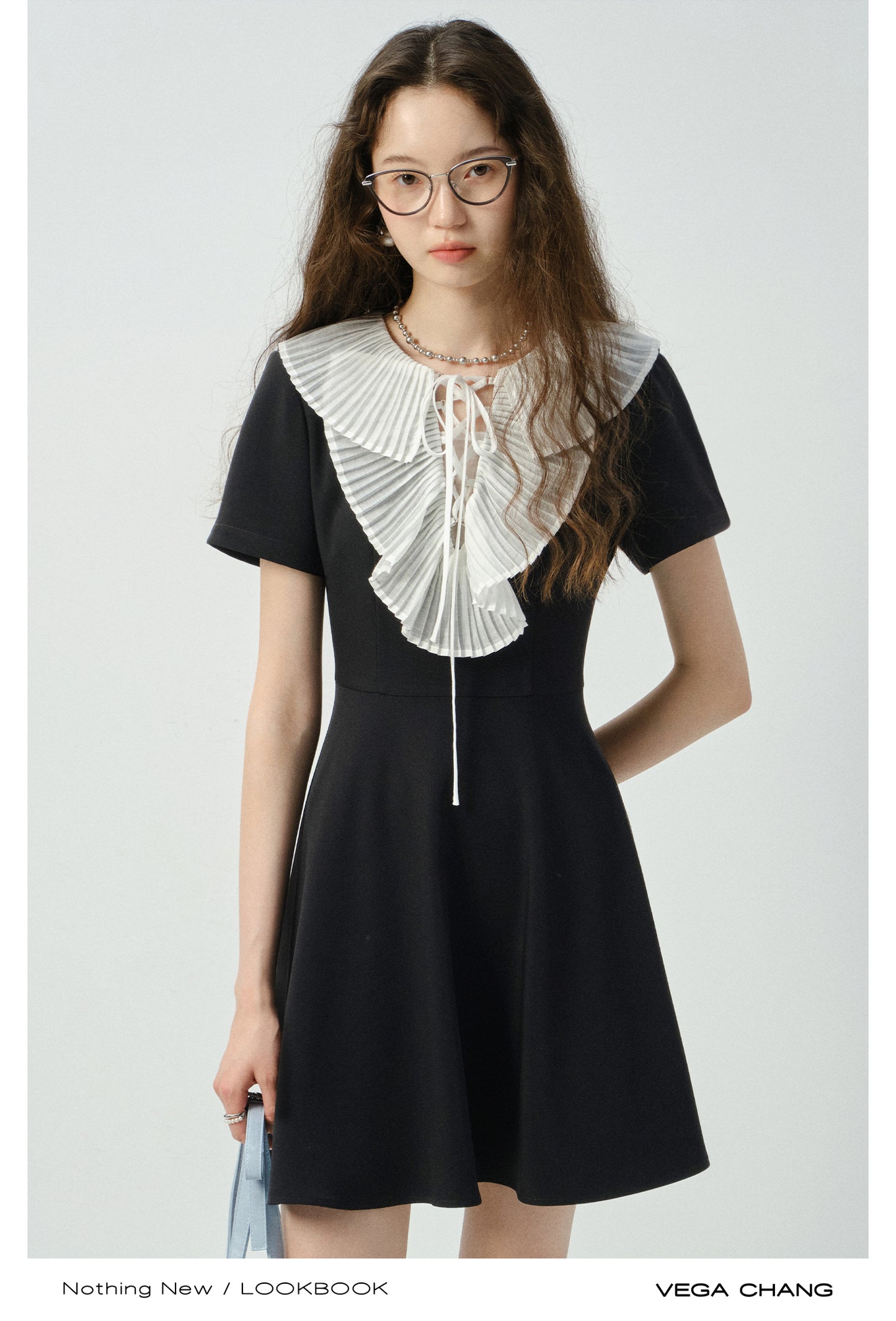 Victorian-Inspired Contrast Bib Dress