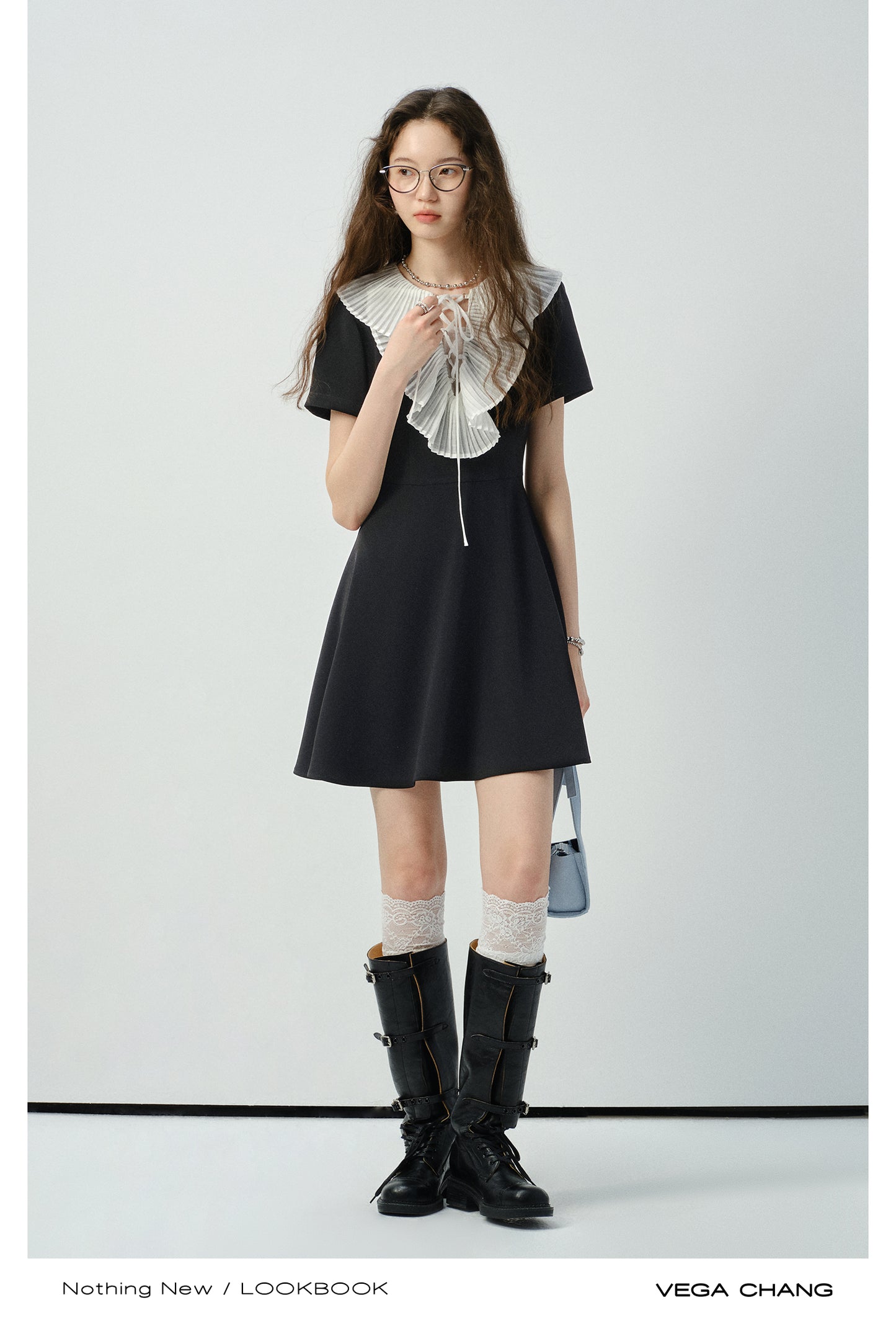 Victorian-Inspired Contrast Bib Dress