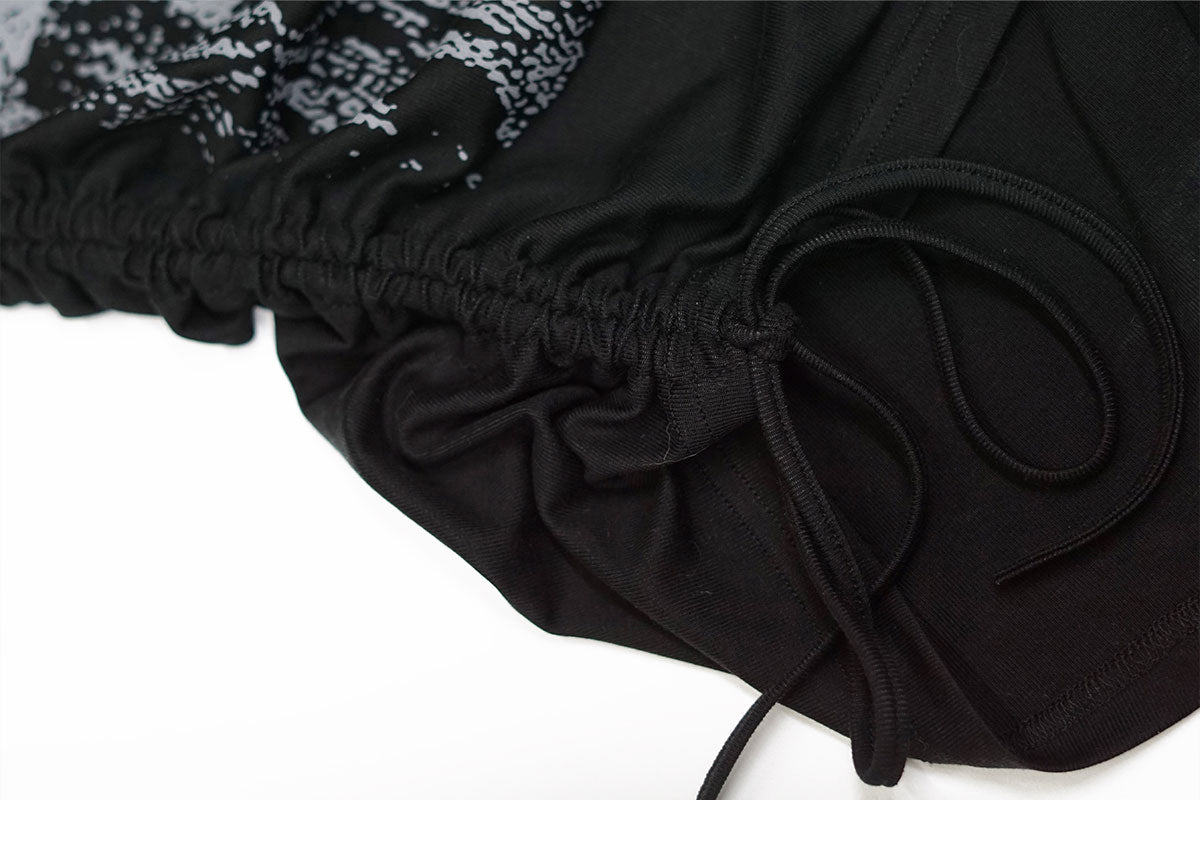 Gothic Print One-Shoulder Asymmetric Top