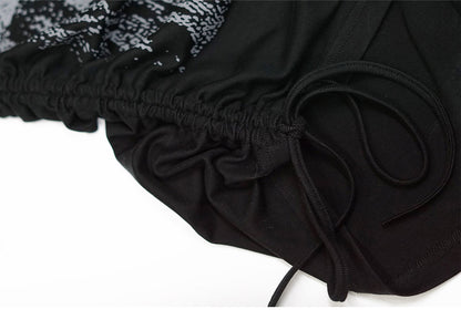 Gothic Print One-Shoulder Asymmetric Top