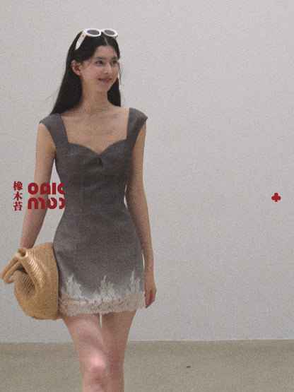 Lace Hem Sleeveless Chic Mini Dress