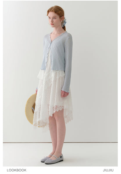 Lettuce Edge Lightweight Ribbed Cardigan