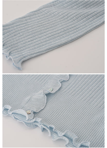 Lettuce Edge Lightweight Ribbed Cardigan