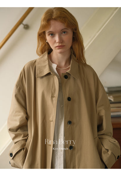 Oversized Storm-Flap Button-Up Coat