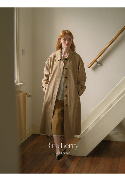 Oversized Storm-Flap Button-Up Coat