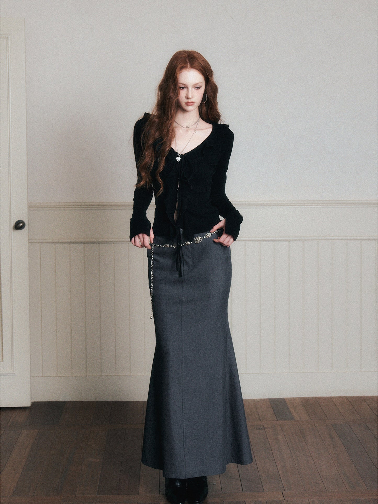 Ruffled Slim-Fit Ribbed Knit Top