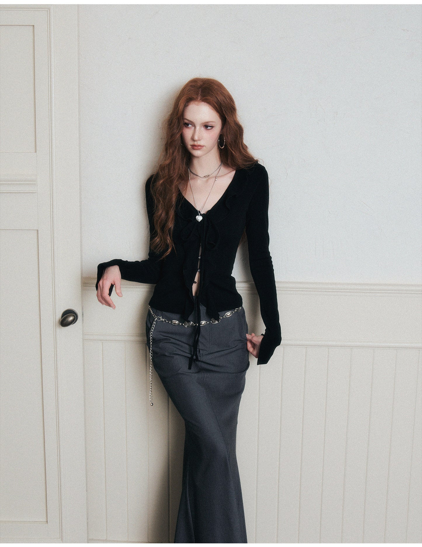 Ruffled Slim-Fit Ribbed Knit Top