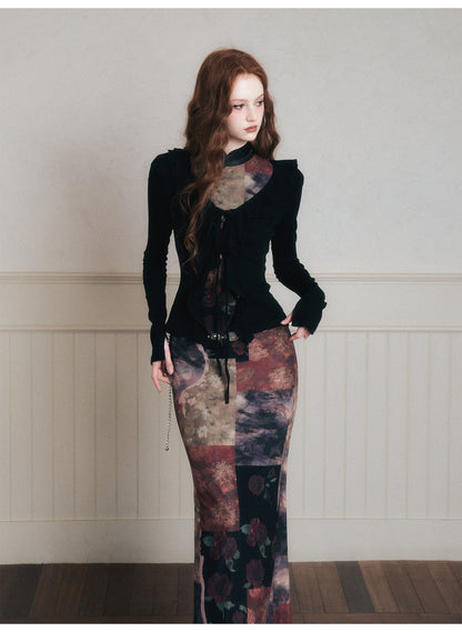 Ruffled Slim-Fit Ribbed Knit Top