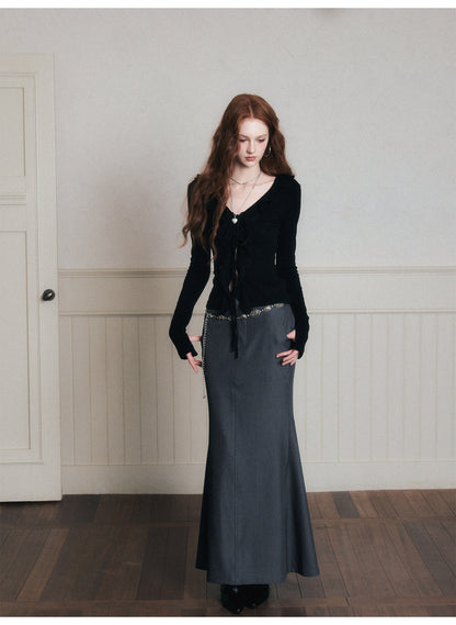 Ruffled Slim-Fit Ribbed Knit Top