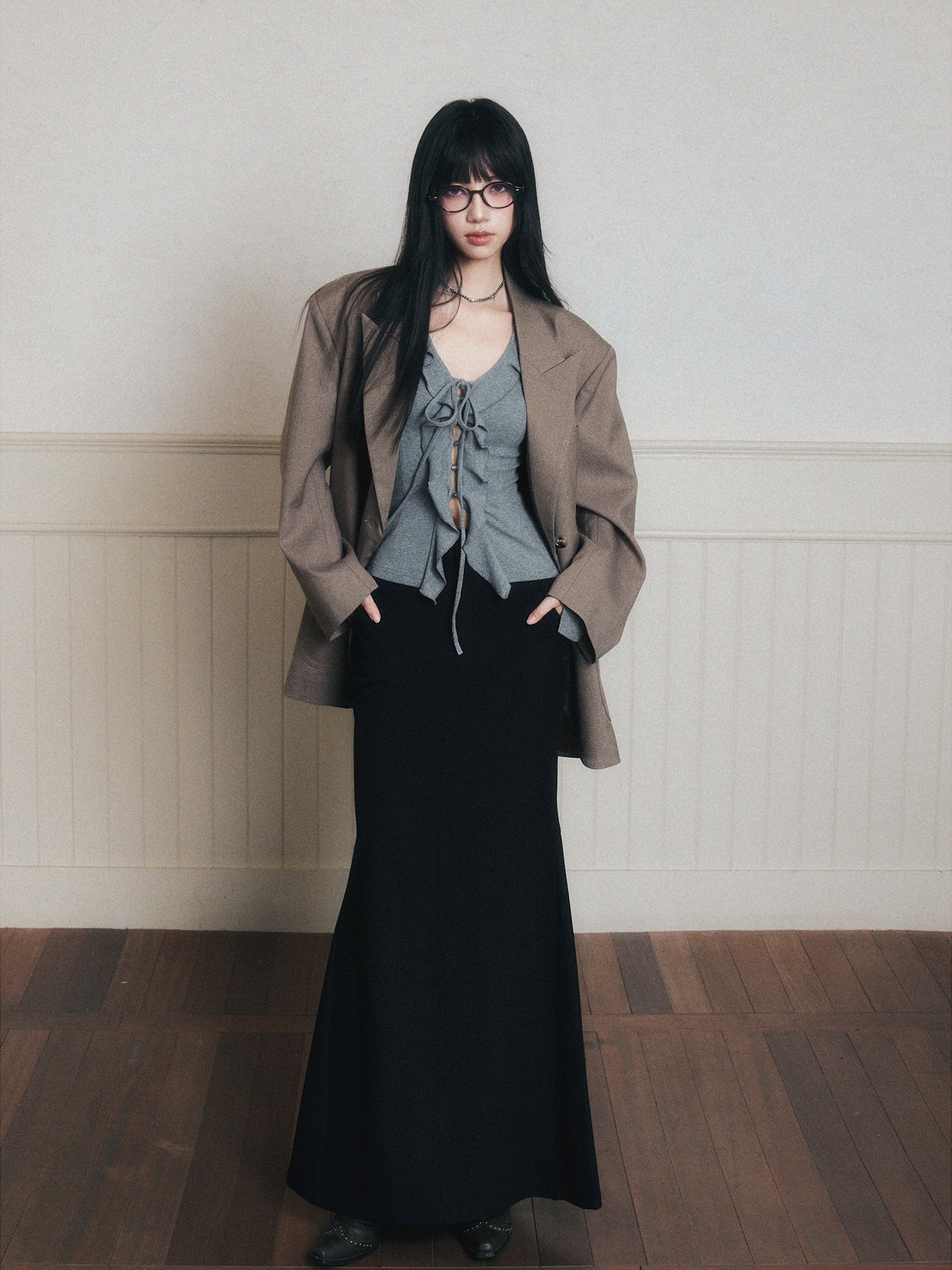 Ruffled Slim-Fit Ribbed Knit Top