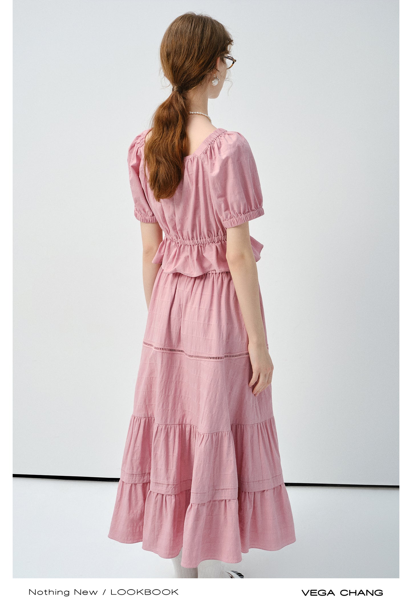 Textured Puff-Sleeve Cotton Blouse With Tie Waist