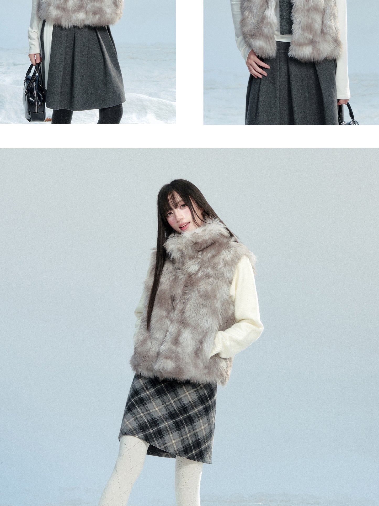 Faux Fur High Neck Vest