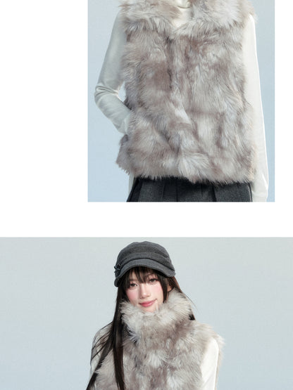 Faux Fur High Neck Vest