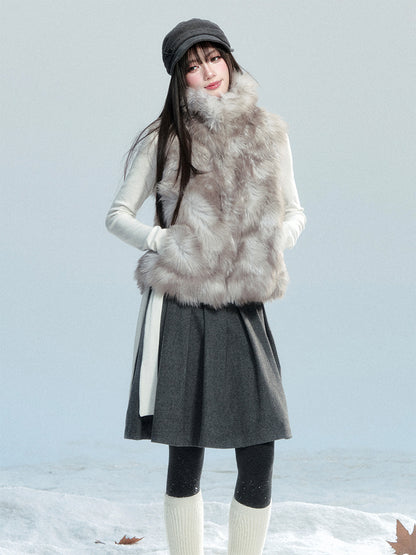 Faux Fur High Neck Vest