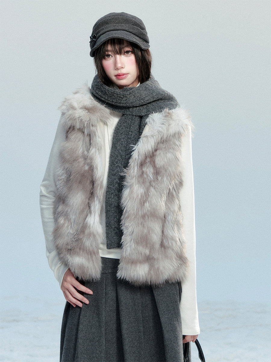 Faux Fur High Neck Vest