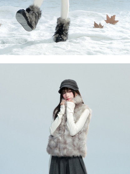 Faux Fur High Neck Vest