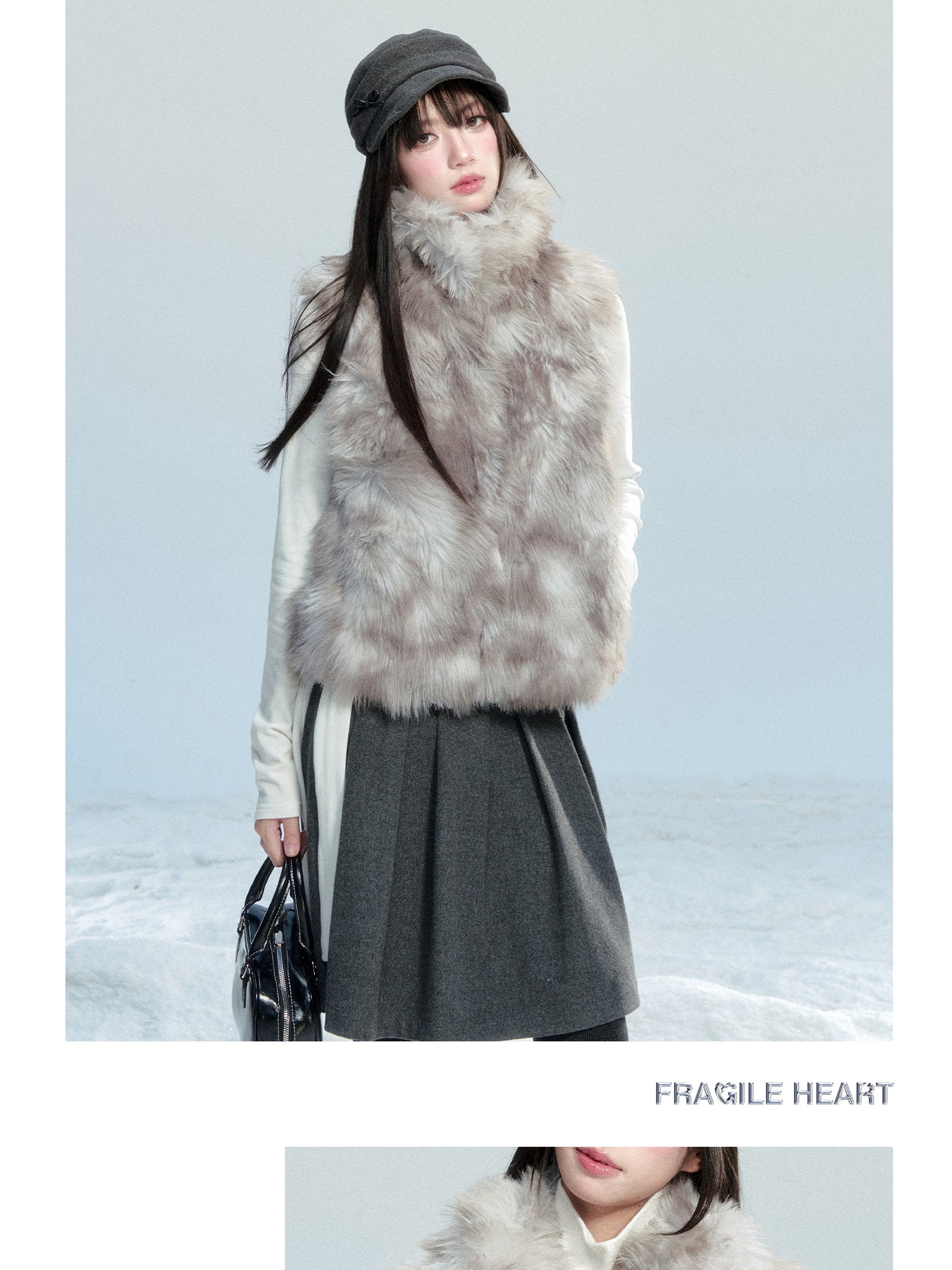 Faux Fur High Neck Vest