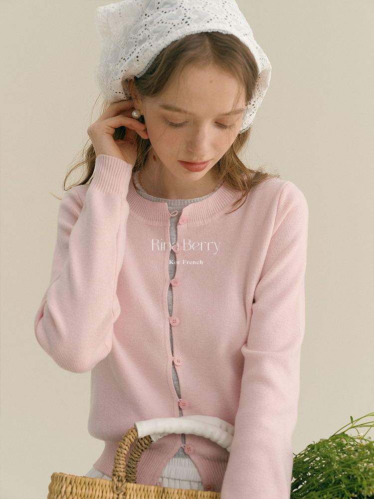 Button-Up Gap-Front Knit Cardigan
