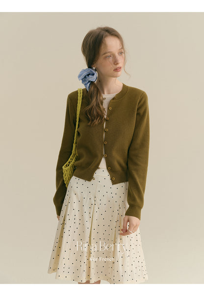 Button-Up Gap-Front Knit Cardigan