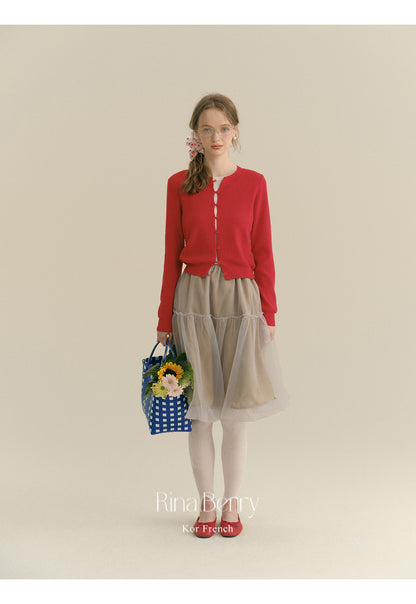 Button-Up Gap-Front Knit Cardigan