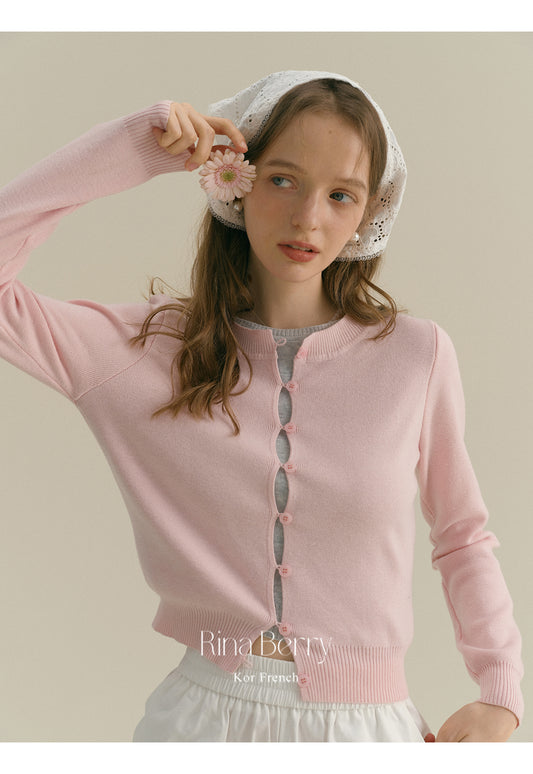 Button-Up Gap-Front Knit Cardigan
