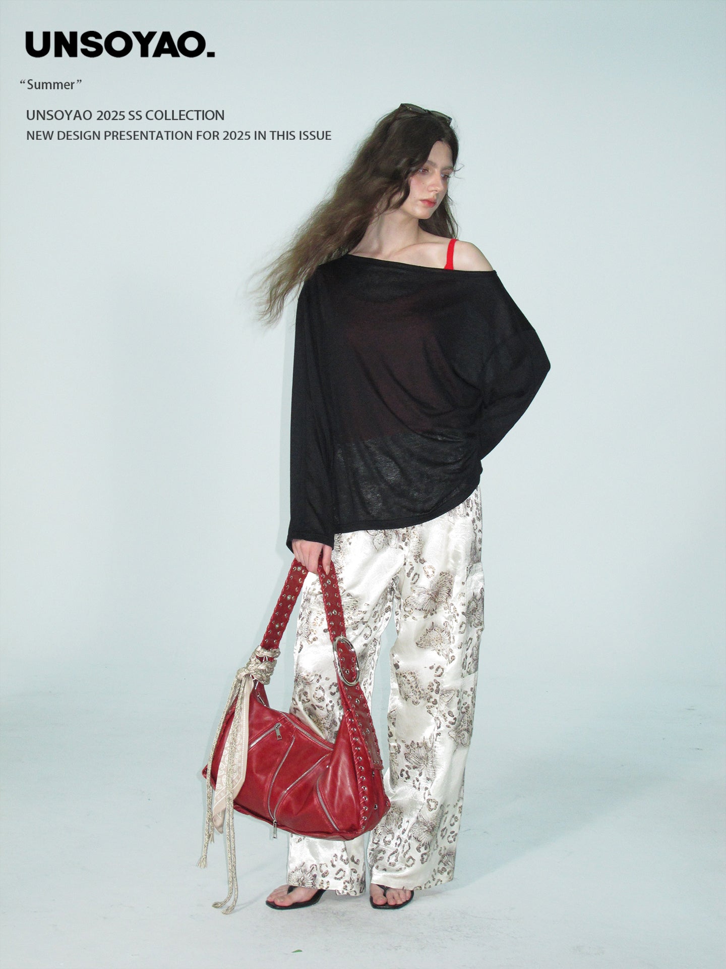 Satin Wide-Leg Pants With Leopard Butterfly Print