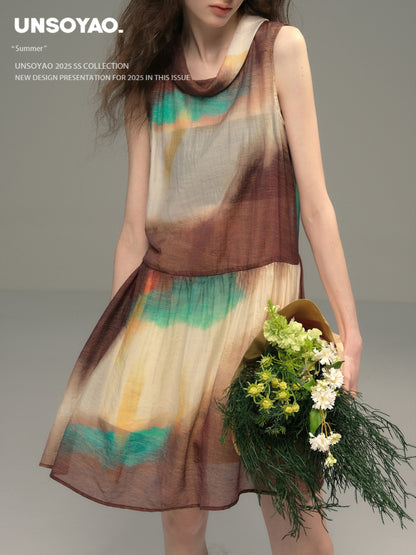 Translucent Gradient Sleeveless Dress