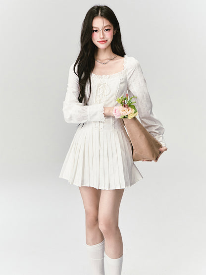 Lace-Up Square Neck Dress