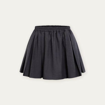 Elastic Waist Pleat Mini Skirt