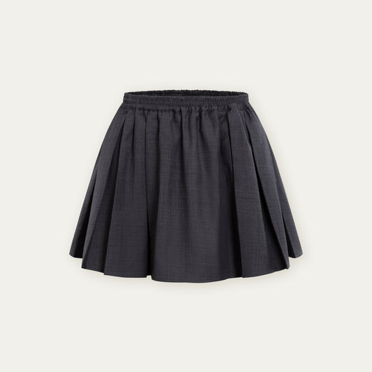 Elastic Waist Pleat Mini Skirt