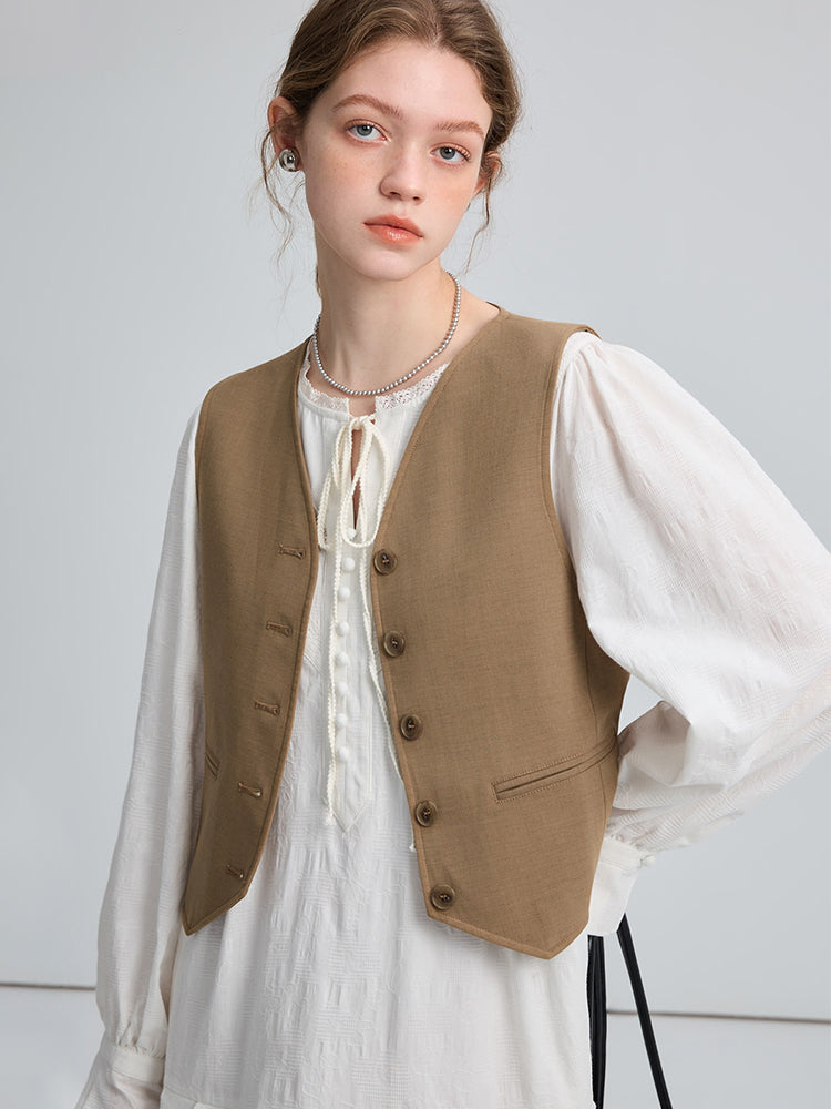 Adjustable Belted Waistcoat With Wide Armholes